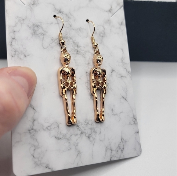 New Goldtone Skeleton Earrings - Picture 3 of 5